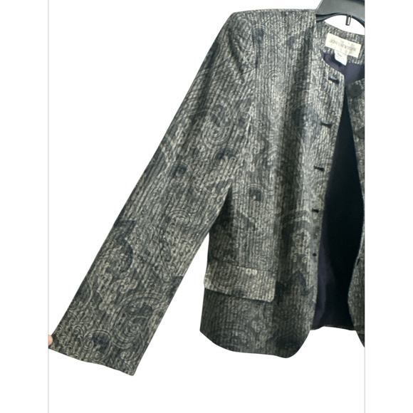 Vintage Jones New York Women’s Gray Paisley Print Buttoned Blazer Jacket Size 14 - Picture 3 of 11